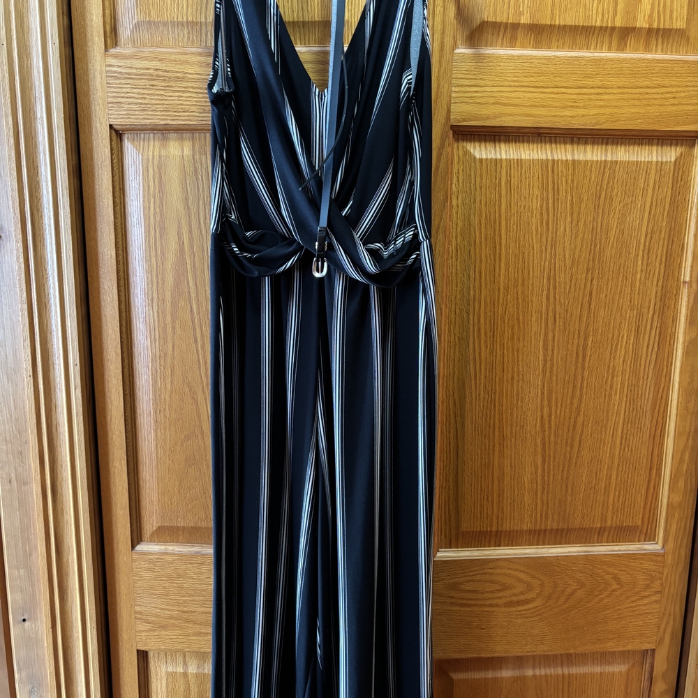 Candie's Black and White Striped Jumpsuit